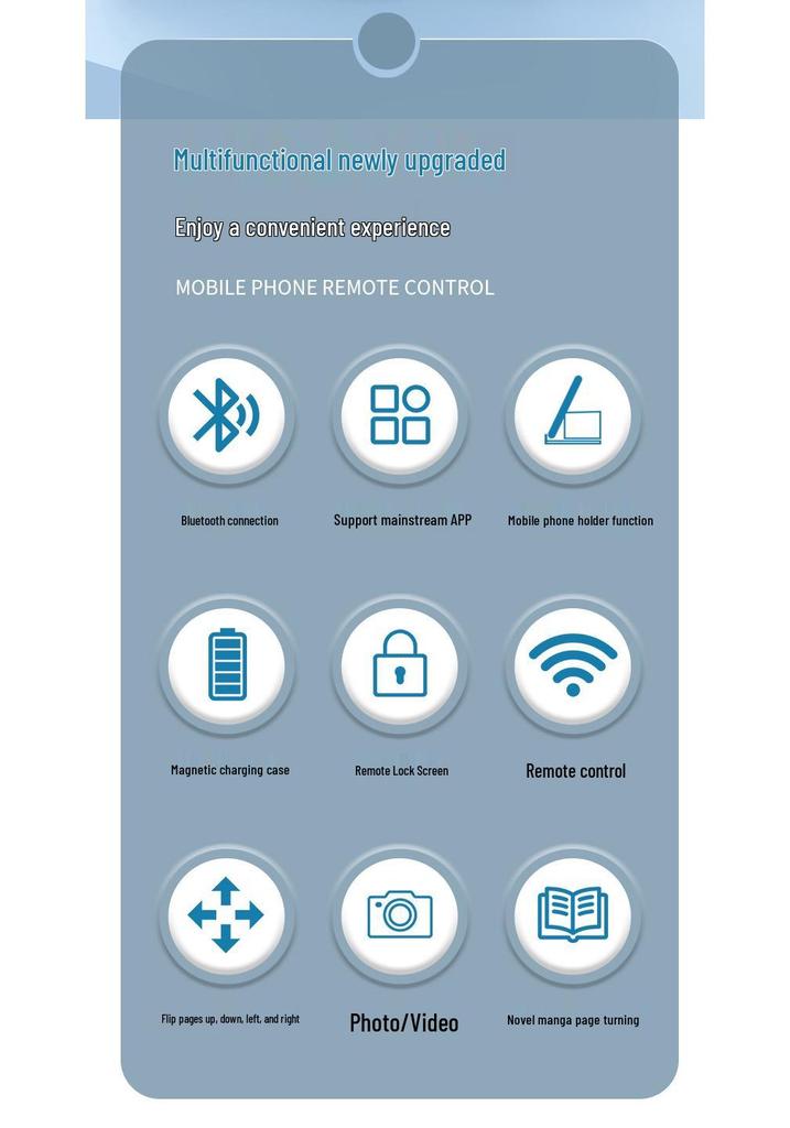 Bluetooth-пульт Douyin для телефона: Беспроводной пульт дистанционного управления с зарядным кейсом для коротких видео, прямых трансляций и перелистывания страниц.