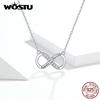 Real 925 Sterling Silver Infinity Love Pendant Necklaces Forever Family Cross Design Chain