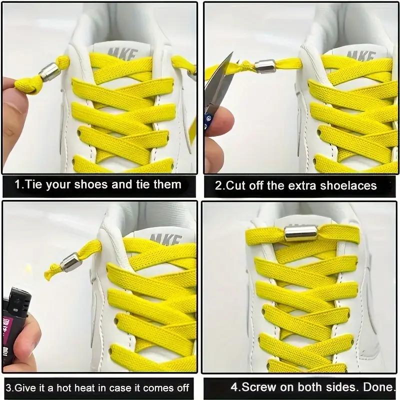 Шнурки без завязок с металлическим замком – плоские эластичные шнурки для кроссовок для взрослых, быстрозатягивающиеся шнурки для ленивых дней