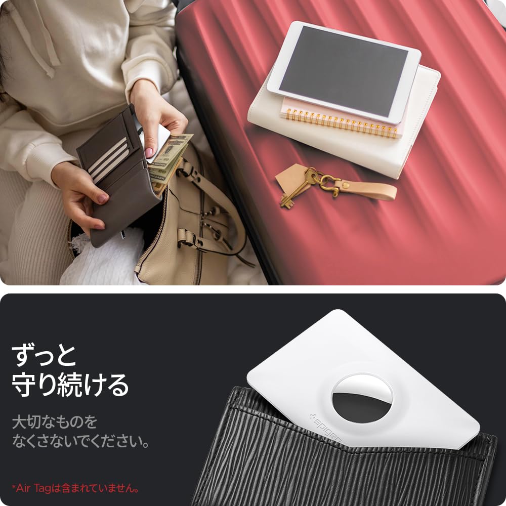 Spigen AirTag Case Card Type Keychain с карабином Wallet Storage Slim Weight Lost Prevention Противоударный чехол Air Tag Air Fit AMP01835