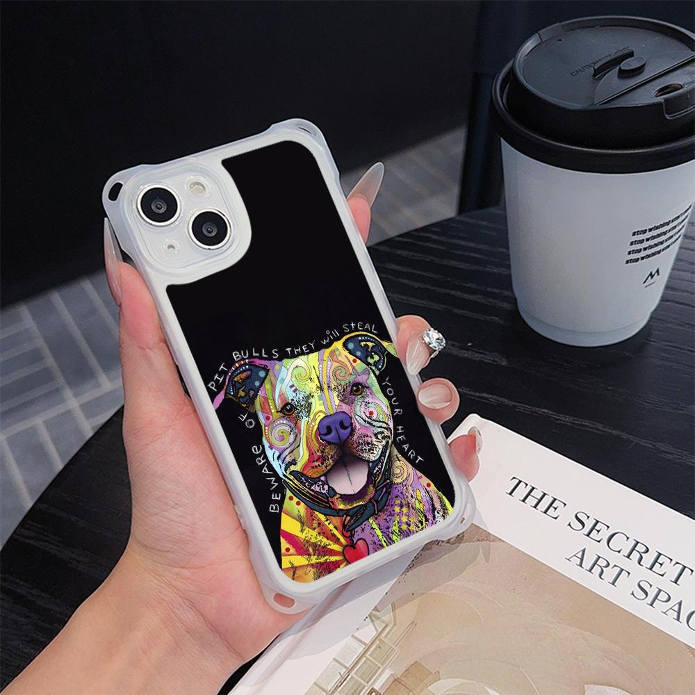 Чехлы для телефонов Ae76 Dog Color Doodle Design Soft для iPhone 16 15 14 13 12 11 Pro Max 8 Plus XR с ремешком на запястье, защитным шнурком для углов, задняя крышка