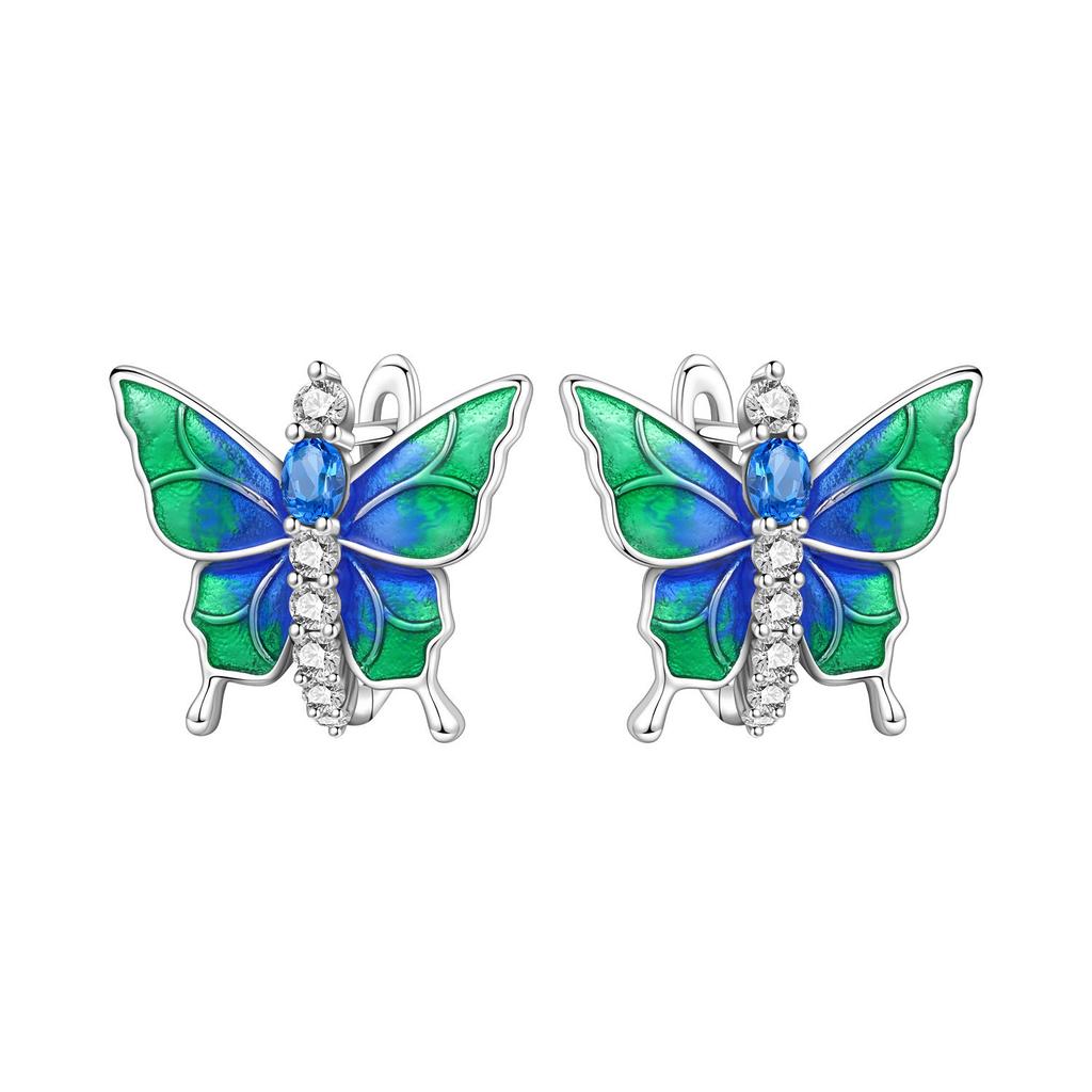 S925 Silver Exquisite Butterfly Hoop Earrings With Sparkling Zircon Dragonfly Design Elegant And Versatile Accessory