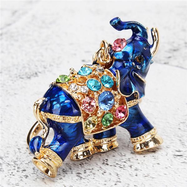 Genuine Rhinestone Elephant Keychain Fashion Drop Design Shiny Accessory for Women Car Key Holder Bag Ornament Elegant Appearance