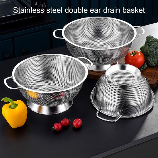 Дуршлаг для кухни, корзина с двумя ушами, большая емкость, пищевой, без BPA, можно мыть в посудомоечной машине, устойчивый к ржавчине, сито для фруктов и овощей