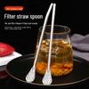 Dual-Purpose Metal Straw Spoon: Stainless Steel Filter & Stirrer for Milk Tea