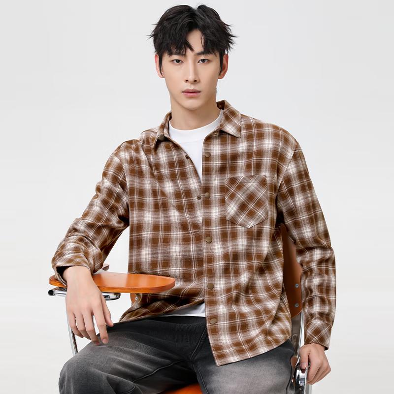 Mark Fairwhale Мужская американская фланелевая клетчатая рубашка с длинным рукавом