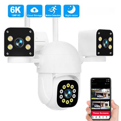 6K 12MP WiFi Outdoor 10X Zoom Три объектива PTZ Видеонаблюдение Безопасность Защита 4K IP-камера Интеллектуальная беспроводная CCTV-камера