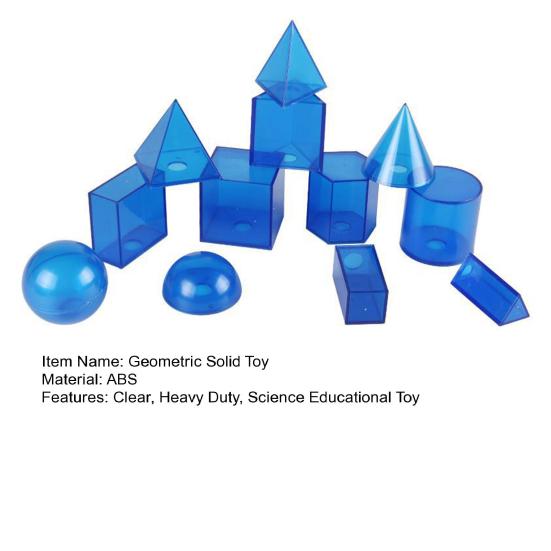 12 шт. 3D куб кубовидной формы, сплошной прозрачный синий цилиндр, геометрический конус, прямоугольная треугольная шестиугольная призма, детский учитель, наука