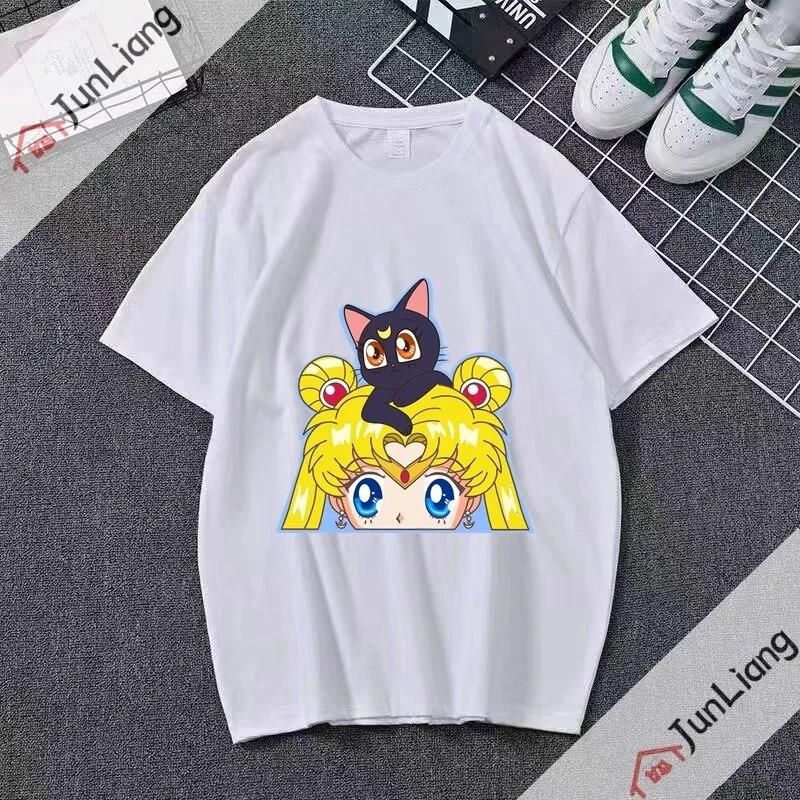 Sailor Moon Graphic T Shirts Japanese Anime Kawaii Y2k Clothing Alphabet T-shirt Streetwear Sportswear Unisex Tops Goth Clothes