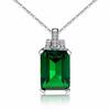 Luxury 925 Silver Plated Emerald Color Pendant Wedding Engagement Accessories Lady's Necklace For Women Party Jewelry