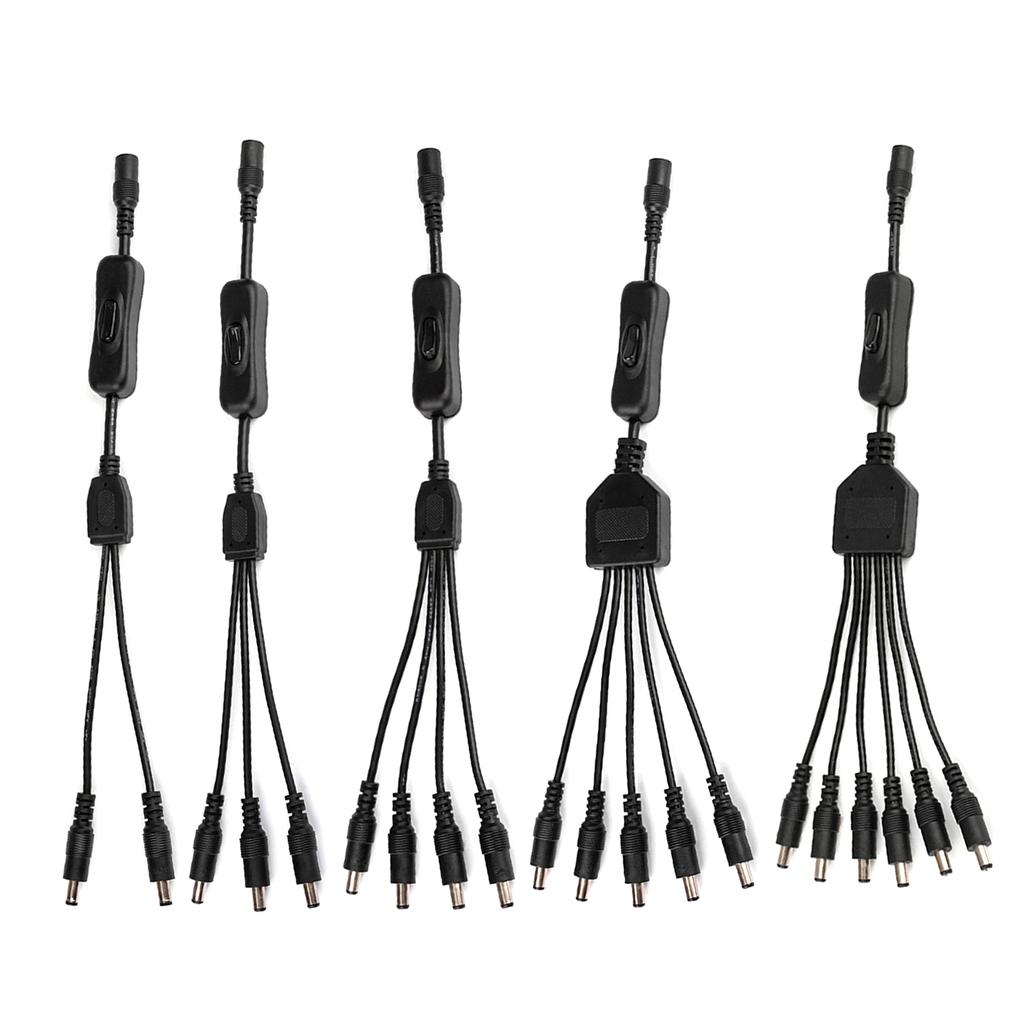 DC5.5x2.1mm 1 Female to 2/3/4/5/6 Male On/off Control Cable DC5521 Y Splitter Adapter Cable для светодиодной камеры безопасности