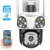 15MP 8K WiFi IP Three Lens Outdoor PTZ Camera 4X Zoom AI Tracking Surveillance Cameras Smart Security Protection CCTV Cam