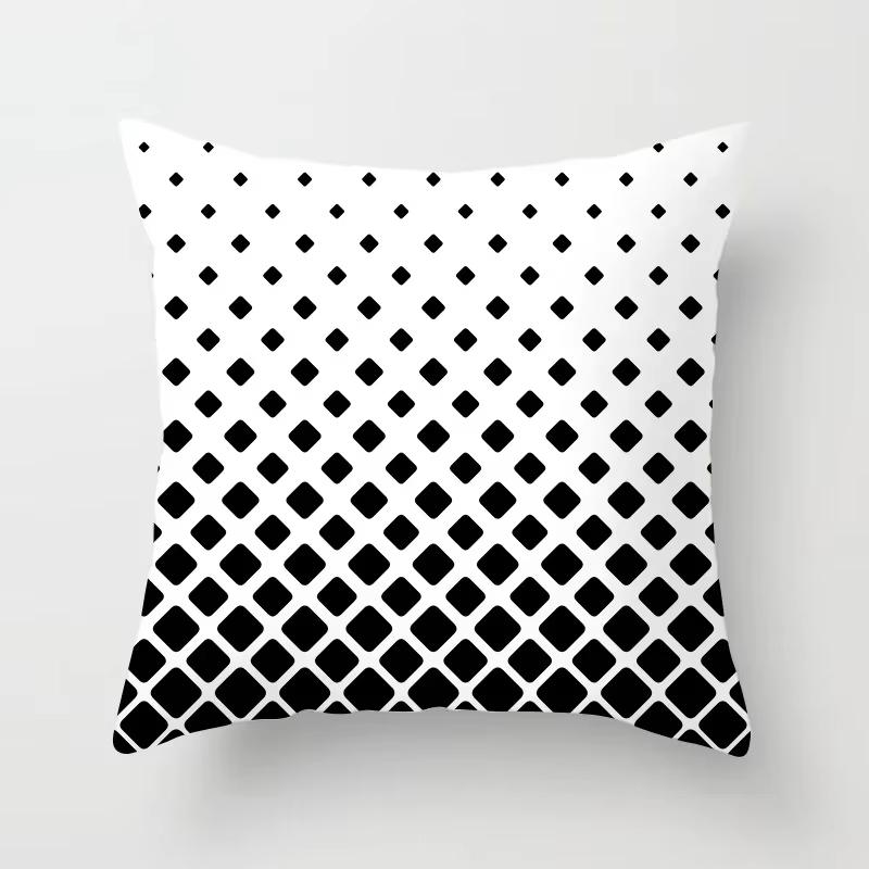 Double Sided Black White Geometric Pillowcase Polyester Striped Cushion Cover for Sofa Living Room and Modern Home Decor