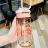 1Pcs Juice Milk Children Drinkware with Lid Straw Sticker Tumbler Cup Portable Water Bottle  Kids