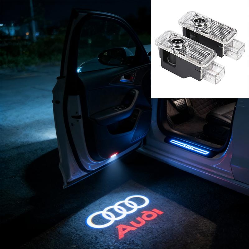 2pcs Car Door Welcome Lights Projector Ghost Shadow Lamp for Audi A1 A3 8P 8V A4 A5 A6 A7 A8 Q3 Q5 Q7 Q8 Sline TT Logo