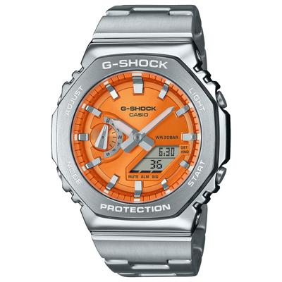 Мужские часы G-Shock GM-2110D-4AJF с серебристым металлическим безелем и ремешком | Модель для дома