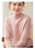 Women's Retro Red Cashmere Knit Base Layer Long Sleeve Sweater with Half-High Neck