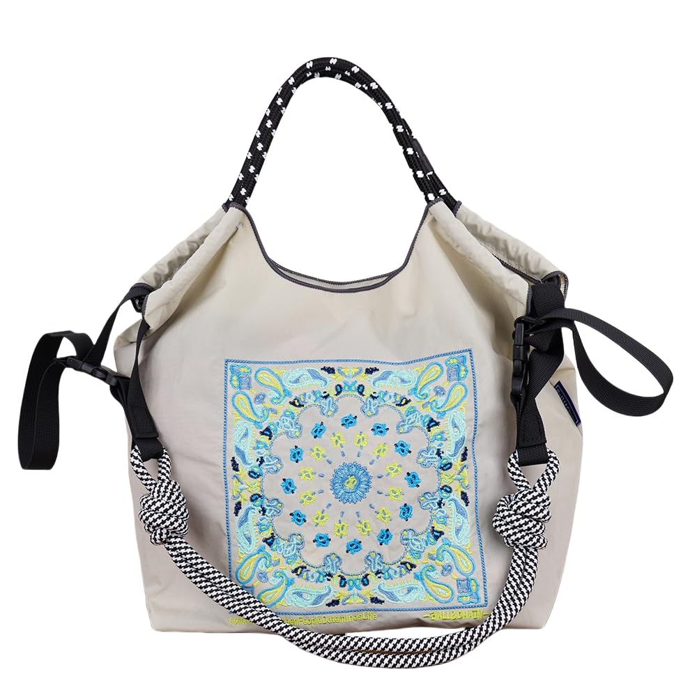 GUANBALL Eco Bag Stylish Embroidery Shopping Large Capacity Lightweight Storage Tote Foldable