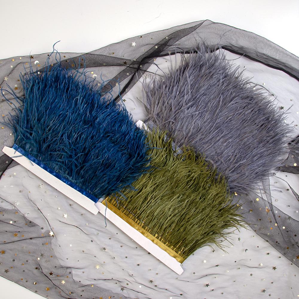 Dyed Ostrich Feather Trim Ribbon Fringe 6-8Cm Wedding Decoration Fluffy Feathers Dress Sewing Clothing 1/5/10Meter Plume Decor
