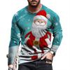 3D Santa Claus Print T Shirt For Men Casual O-neck Long Sleeve T-shirt Christmas Harajuku Streetwear Fashion Oversized X'mas Top