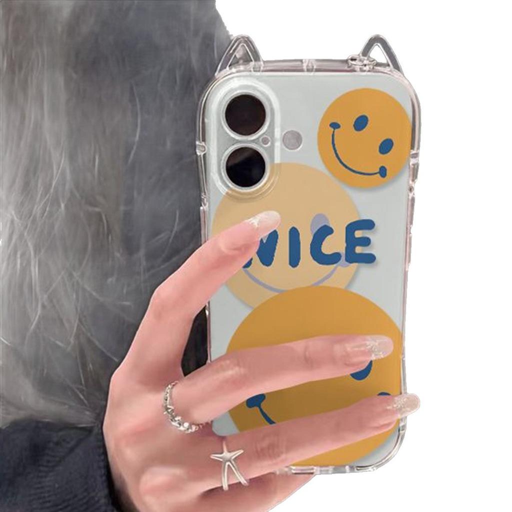 Transparent Cat Ears with Hanging Chain Airbag Anti-fall Mobile Phone Case Mobile Phone Anti-fall Soft Shell Tpu Silicone Mobile Phone Case