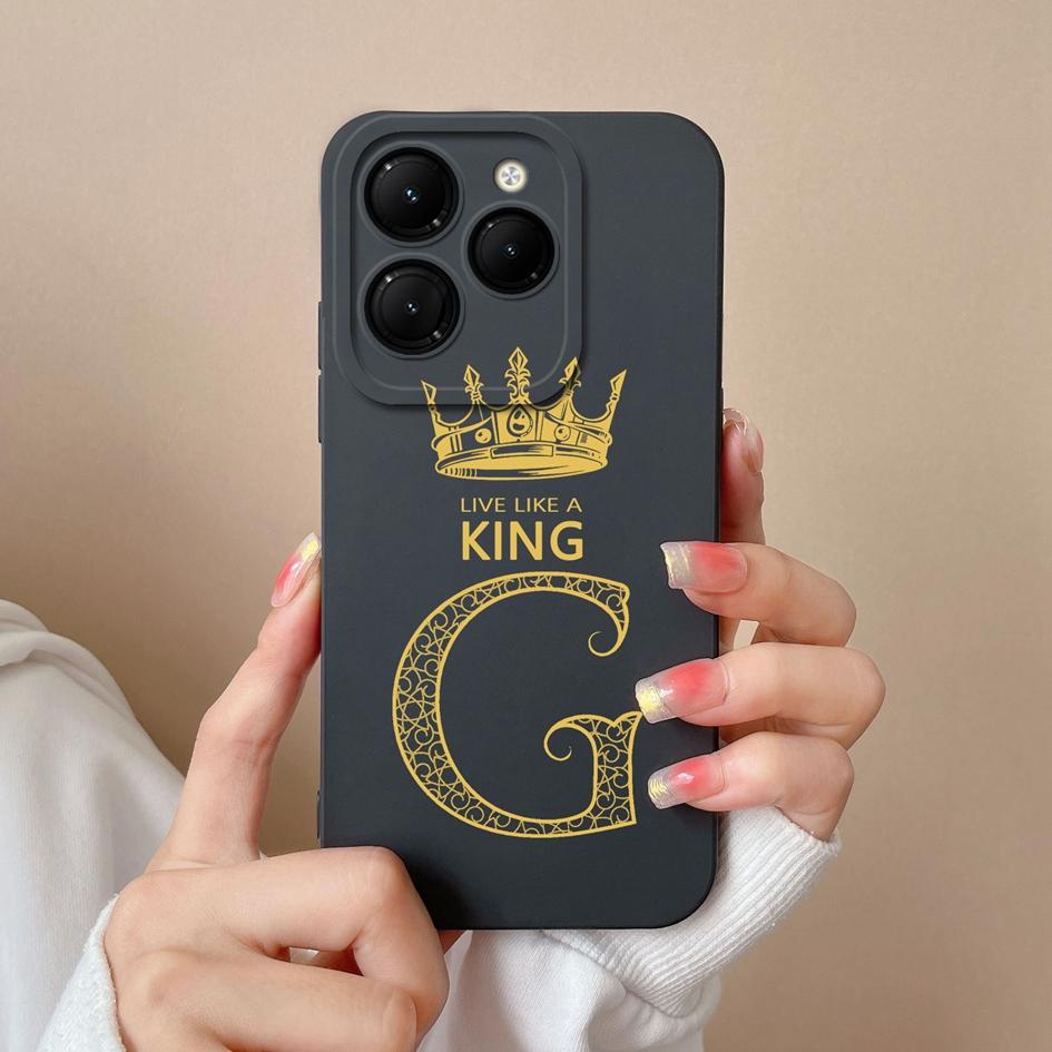 Для Infinix Smart 8 Zero 30 Note 40 4G Hot 40 GT 20 Pro Itel S24 Чехол для телефона Бампер с защитой от падения Силиконовый мягкий чехол Модная Корона Король Буквы Матовая Капа