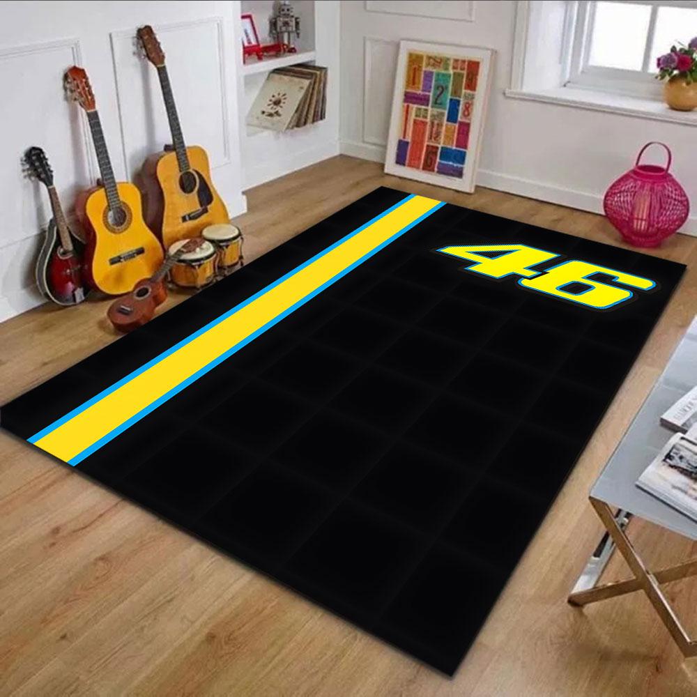 Bold Number 46 on Black Rug Patterned carpet, non slip mat suitable for living room and bedroom sofas