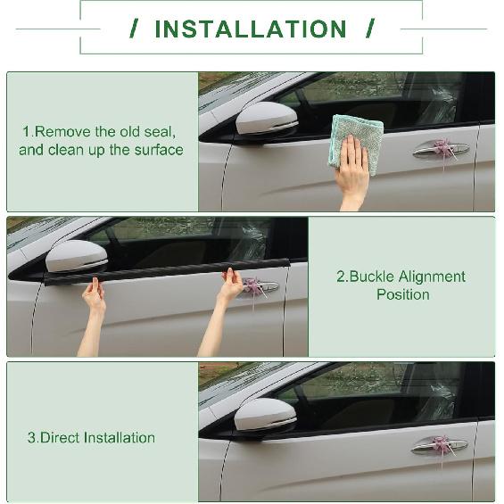 Motoforti Weatherstrip Window Seal, Window Trim Seal Belt, for Acura RDX 2013-2018, PVC Stainless Steel, Rear Left, No.72950TX4A01, Black Silver