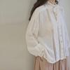 French Lace Bow Shirts Women Spring Autumn Openwork Versatile Vintage Loose Female Blouses