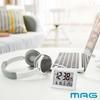 MAG (Mag) Alarm Clock, Compact, Digital, with Thermometer, Calendar, Electronic Sound, Snooze Function, and Light, White Brim, Model T-779A WH-Z, Noah