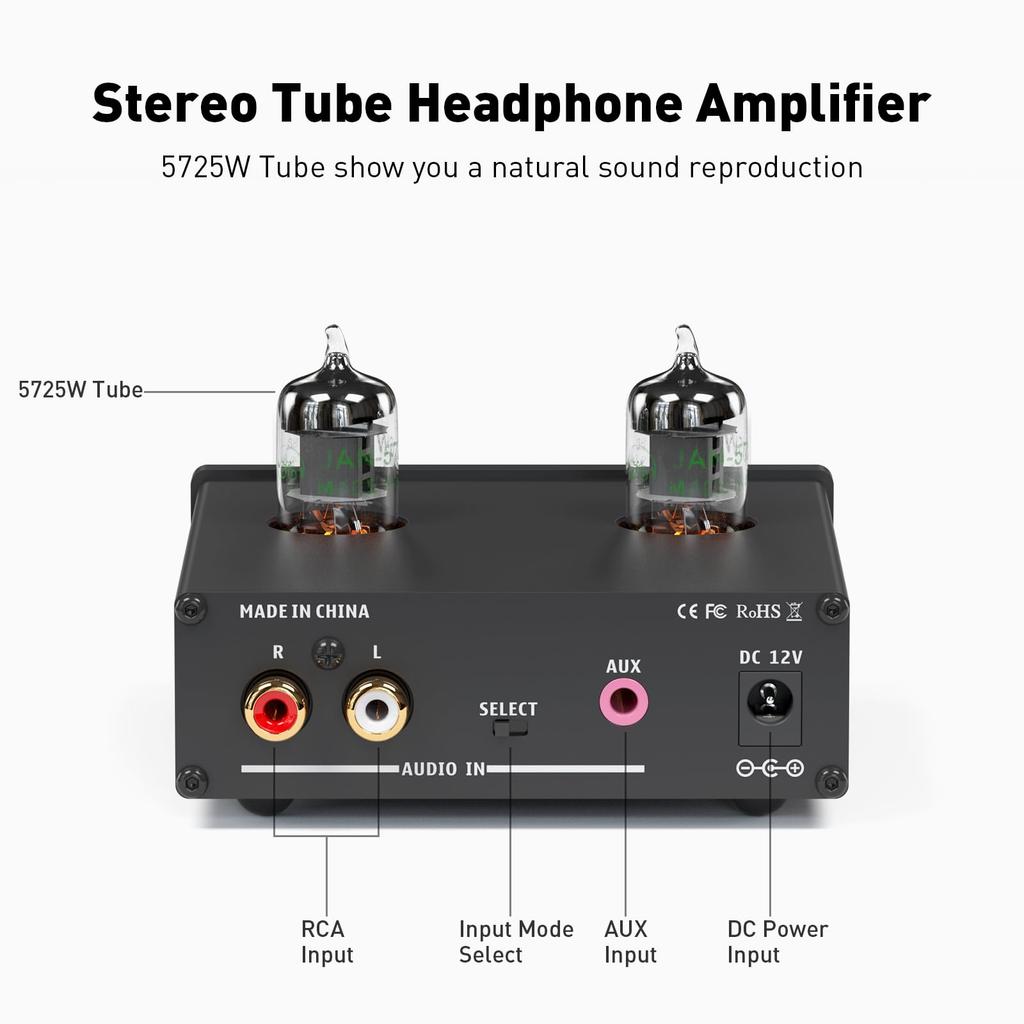 Fosi Audio P2 Компактный усилитель для наушников с вакуумной лампой, Мини HiFi Стерео, Низкий уровень шума, Выходной порт, Усилитель, Усилитель, Аудио, Защита, 6,35 мм