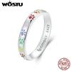 WOSTU 925 Sterling Silver Rainbow Cute Cat Dog Paw Rings Women Cool Black Gold Pet Animal Ring Girl Party Birthday Jewelry Gift