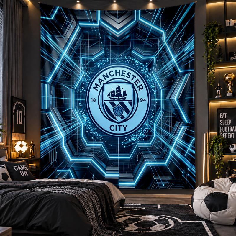 Wall Hanging Tapestry Manchester City Print Cloth for Living Room Bedroom Home Decor