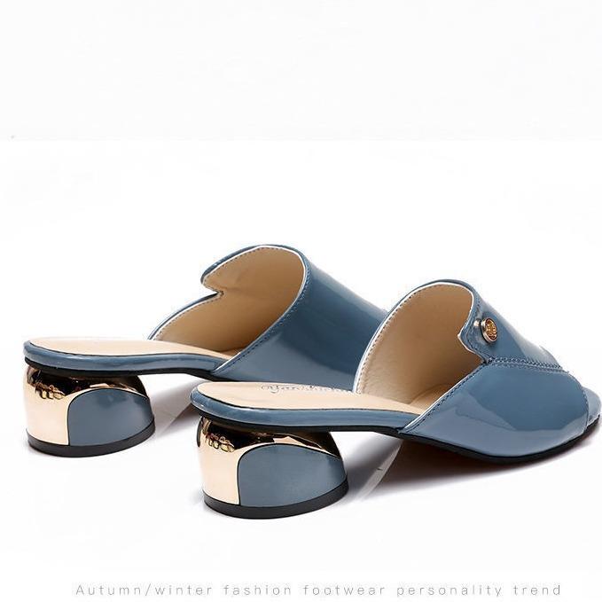 Женские летние однотонные женские босоножки на среднем каблуке, мягкая кожаная верхняя одежда, женские, с застежкой «рыбий рот», 42 ярда, классные тапочки