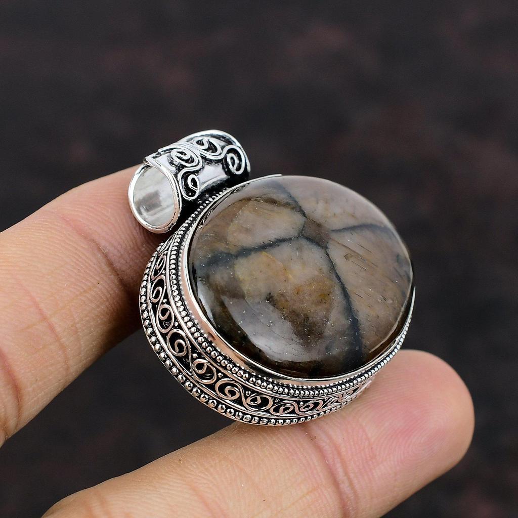 Chiastolite Pendant Handmade Jewelry 925 Sterling Silver Pendant Gemstone Jewelry Beautiful Vintage Pendant Gift For Women Statement Pendant