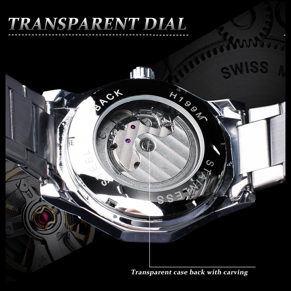 WINNER Лучшие деловые часы полностью автоматические механические часы полые водонепроницаемые мужские светящиеся часы из нержавеющей стали