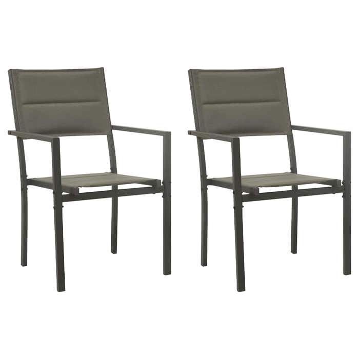 Maison Exclusive - Chaises de jardin lot de 2 Textilène acier Gris et anthracite