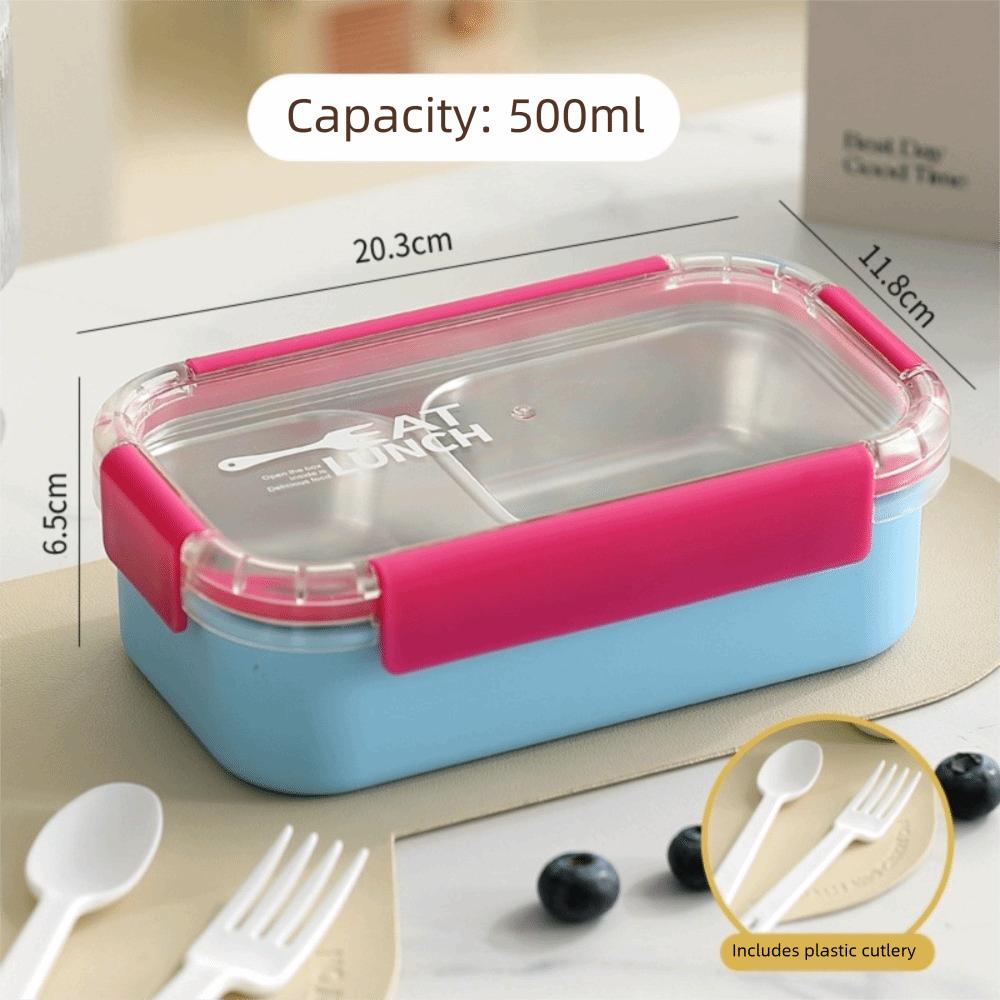 304 Stainless Steel Divided Lunch Box with Fork Spoon Food Container New Bento Box For Meal Prep