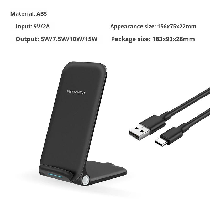 Vertical Folding 3-in-1 Type-C Wireless Charger for 17 Mobile Phone Headphones Watch Charging Stand 15W Fast Charging ABS