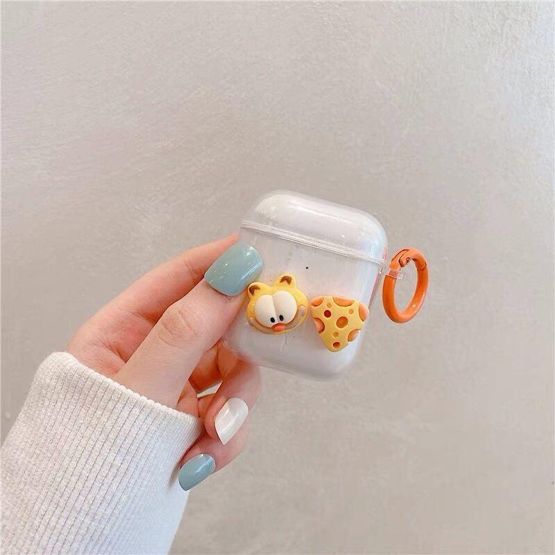 Transparent Cheese Cat Apple Pro 1st Generation Bluetooth Headset Cover for Apple AirPods 1st/11th Generation Cartoon Soft Case