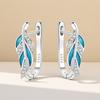 S925 Sterling Silver Blue Feather Lucky Symbol Earrings Hoop Earrings Women Jewelry Original Trendy Anniversary Gifts