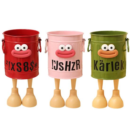 Cartoon Pen Holder Desktop Pen Organizer for Office Desk Storage Cute Pencil Marker Holder Simple Retro Storage Bucket