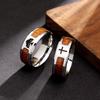 Jewelry Inlaid with Acacia Wood Grain Half Circle Tree of Life Ring Cross Ring