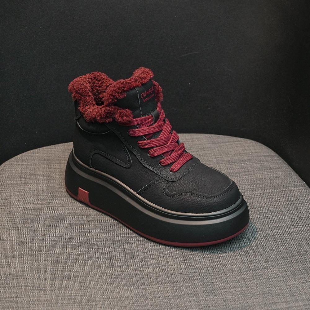 2025 осень и зима новая ретро повседневная обувь универсальные теплые короткие ботинки бархатные на толстой подошве обувь с высоким верхом дети