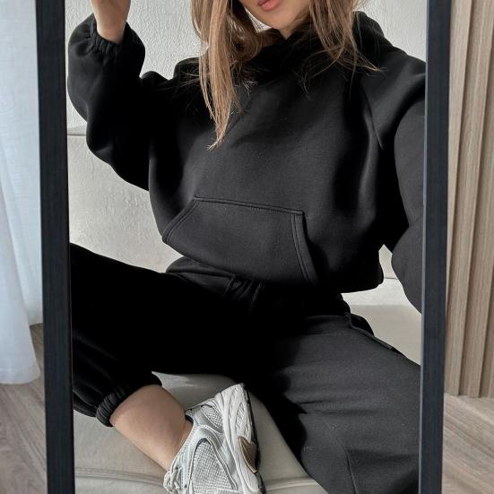 Женский комплект из 2 предметов: топ и брюки, длинный рукав, эластичная толстовка с капюшоном, затягивающаяся на шнурок, эластичные брюки с высокой талией, обтягивающие щиколотку, спортивный костюм для фитнеса