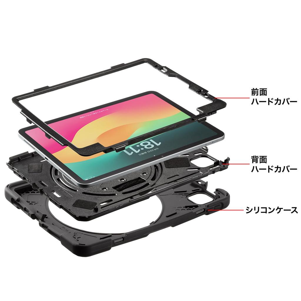 SANWA SUPPLY Противоударный чехол для iPad Air PDA-IPAD1717BK2 11-дюймовый (М2/2024)