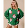 Christmas Glitter Hoodie Stylish Women's Christmas Tree Long Sleeve Top Cute Gingerbread Man Casual T-Shirt Chic Holiday Attire