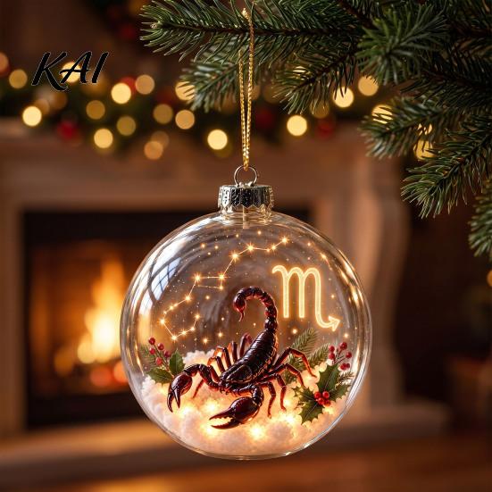 Decorative Animal Ornaments Zodiac Christmas Ornament, Twelve Sign Hanging Decoration, 2D Acrylic Thoughtful Gifts for Horoscope Pendant Xmas