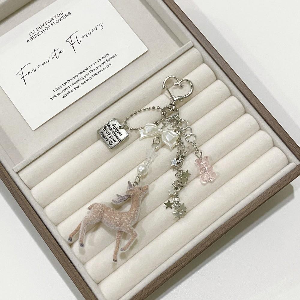 Vintage Fawn Keychain Korean Style Elk Keychain Cute Plush deer keychain Christmas Gifts