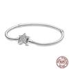 New 925 Silver Moments Asymmetric Star Buckle Snake Chain Women's Bracelet for Original Fashion Beads Jewelry Making